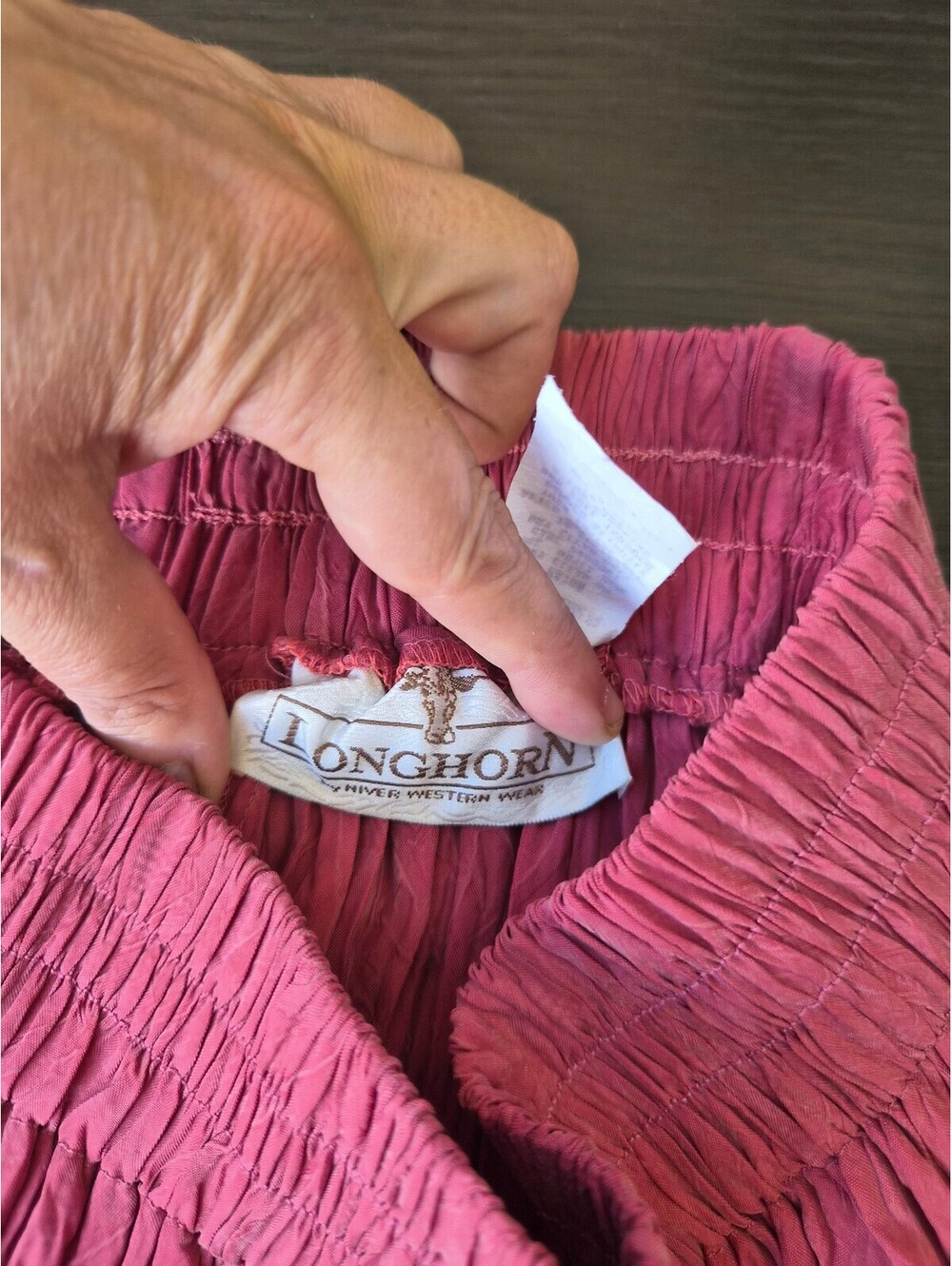 Vintage Longhorn Western Wear Pink Crinkle Broomstick Maxi Skirt Size Small